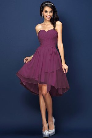 Robe demoiselle d'honneur plissé avec chiffon ligne a manche nulle de col en cœur - Photo 5