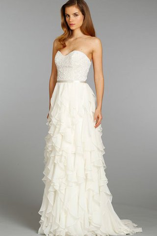 Vestido de Novia de Corte Recto de Sin mangas de Escote Corazón de Fajas de Cola Barriba - Foto 2