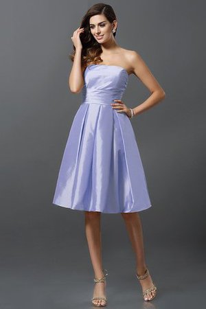 Robe demoiselle d'honneur courte naturel manche nulle a-ligne au niveau de genou - Photo 17