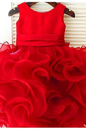 Ärmelloses Organza Reißverschluss Blumenmädchenkleid mit Blume mit Schichtungen - Bild 3