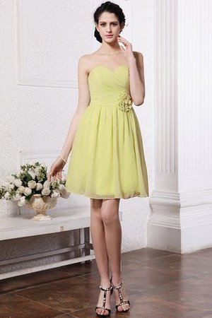 Chiffon Drapiertes Ärmelloses Mini Brautjungfernkleid mit Herz-Ausschnitt - Bild 8