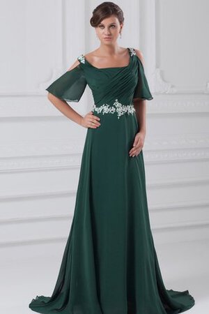 Perlenbesetztes A-Linie kurze Ärmeln gerüschtes Sweep train Abendkleid - Bild 1