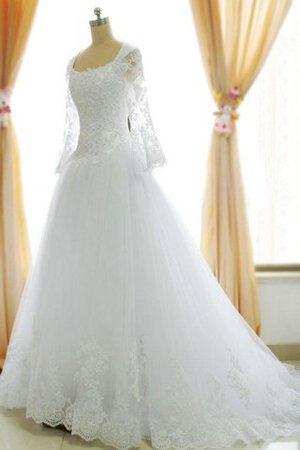 Robe de mariée longueur mollet en satin a-ligne d'épaule asymétrique en tissu pailleté - Photo 5