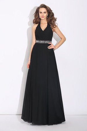 Robe demoiselle d'honneur en chiffon ligne a de princesse de dos nu avec perle - Photo 3