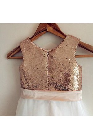 Robe de cortège enfant naturel en tulle avec ruban a-ligne au niveau de genou - Photo 4