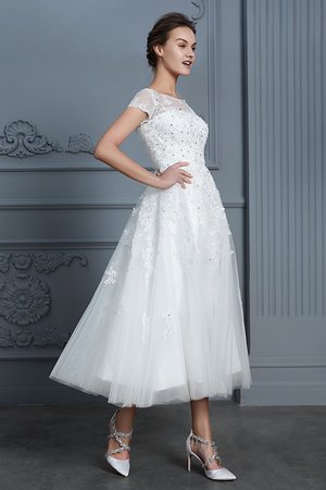 Plissiertes Ausgezeichnet Informelles Glamouröses Wadenlanges Brautkleid - Bild 4