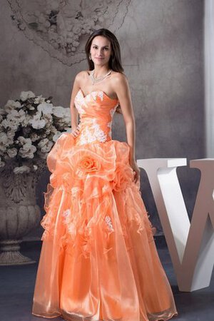 Robe de quinceanera de col en cœur avec fleurs decoration en fleur de lotus de mode de bal - Photo 6