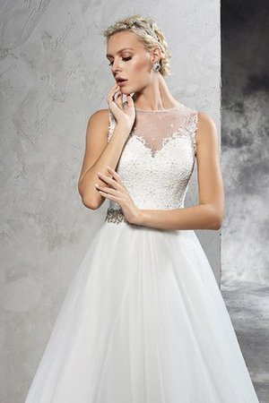 Robe de mariée delicat manche nulle avec perle a-ligne de traîne moyenne - Photo 5