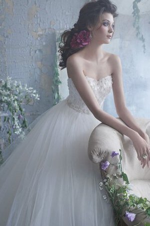 Herz-Ausschnitt rückenfreies Tüll Brautkleid mit Blume mit Sweep zug - Bild 4