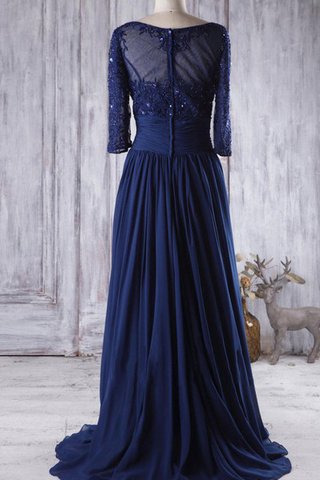 Robe de bal plissé avec perle col u profond avec chiffon avec manche 1/2 - Photo 2