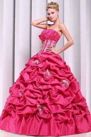 Geschichtes trägerlos bodenlanges Quinceanera Kleid mit Rücken Schnürung mit Blume - Bild 4