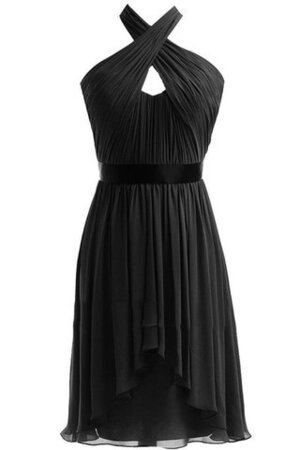 Abito Laurea A-Line Anello in Chiffon con Criss-cross Naturale Senza Maniche - Foto 1