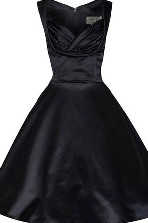 A Linie Satin Reißverschluss knielanges Cocktailkleid mit gekappten Ärmeln mit Empire Taille - Bild 1