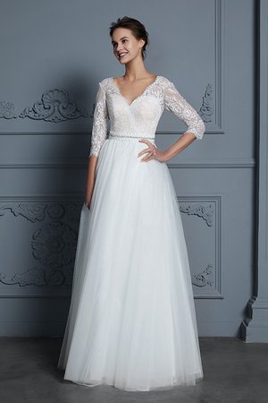 Robe de mariée fascinant beaded belt fermeutre eclair avec manche 3/4 bucolique - Photo 5