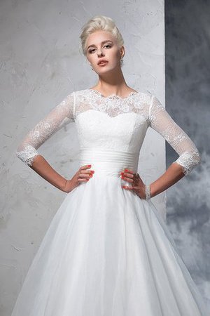 Dreiviertel Länge Ärmeln Duchesse-Linie Organza Bodenlanges Sittsames Brautkleid - Bild 7