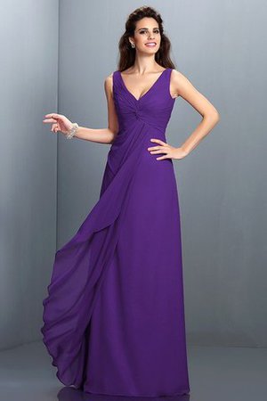 Robe demoiselle d'honneur longue plissage ligne a avec chiffon grandes bretelles - Photo 24