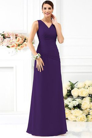 Empire Taille Enganliegendes Ärmelloses Brautjungfernkleid mit Drapierung aus Chiffon - Bild 12