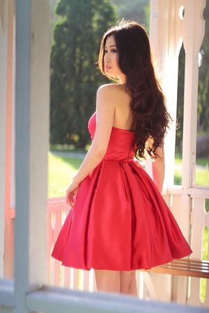 Herz-Ausschnitt A Linie Absorbierend Normale Taille Jugendweihekleid mit Rüschen - Bild 2