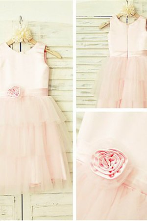 Natürliche Taile A-Line Prinzessin Tüll Blumenmädchenkleid mit Blume - Bild 5