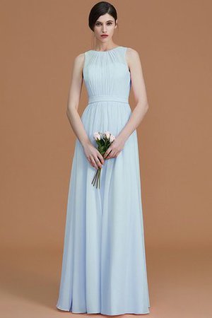 Gerüschtes Natürliche Taile Reißverschluss Bodenlanges Brautjungfernkleid aus Chiffon - Bild 23