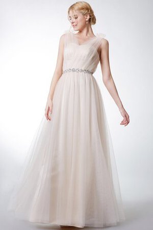 Robe demoiselle d'honneur distinguee simple romantique avec perle textile en tulle - Photo 4
