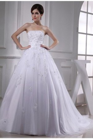 Abito da Sposa con Applique Senza Maniche con Perline Allacciato Semplice - Foto 1