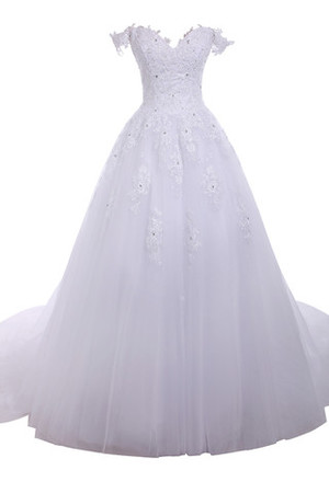 Schulterfrei a linie Kapelle Schleppe schwingendes formelles Brautkleid mit Kristall - Bild 1