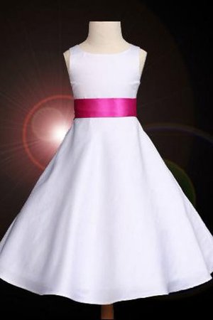 Robe de cortège enfant avec fleurs en satin manche nulle avec zip de princesse - Photo 1