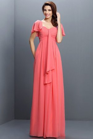 Halbe Ärmeln Herz-Ausschnitt Plissiertes Bodenlanges Brautjungfernkleid aus Chiffon - Bild 29