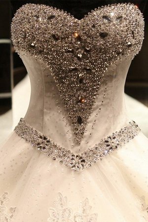 Abito da sposa in tulle lunghi a terra cinghia in rilievo con perline attraente - Foto 3