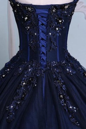 Robe de quinceanera naturel jusqu'au sol avec fleurs textile en tulle decoration en fleur - Photo 4