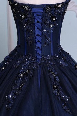 Tüll Spitze Herz-Ausschnitt bodenlanges Quinceanera Kleid mit Bordüre mit Rücken Schnürung - Bild 4
