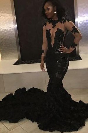 Gericht Schleppe Meerjungfrau Anständiges Abendkleid mit Applikation aus Tüll - Bild 1