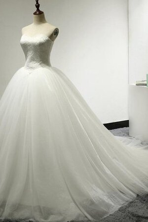 Abito da Sposa Senza Maniche in pizzo radiosa Coda A Strascico Cappella in Tulle Naturale - Foto 4