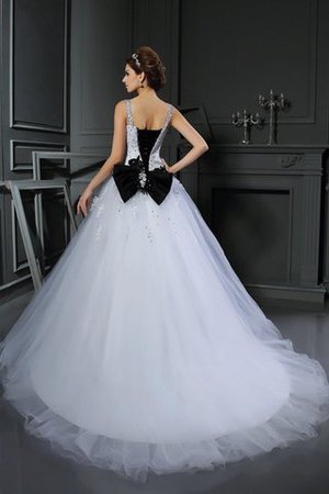 Robe de mariée mode luxueux appliques de traîne mi-longue grandes bretelles - Photo 2