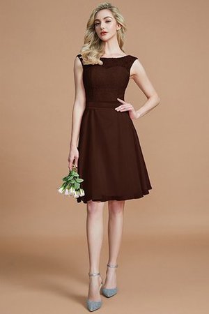 Robe demoiselle d'honneur de col bateau de princesse avec zip a-ligne manche nulle - Photo 12