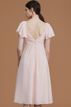 Vestido de Dama de Honor de Natural de Hasta la Rodilla de Manga corta de Cremallera - Foto 7