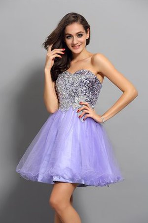 Robe de cocktail sexy avec perle de princesse de col en cœur avec sans manches - Photo 1