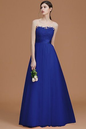 Abito da Damigella Largo A-Line in Tulle con Applique Senza Maniche - Foto 31