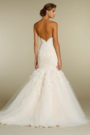 Vestido de Novia en Tul de Cola Barriba de Natural de Encaje Adorno de Sin mangas - Foto 6