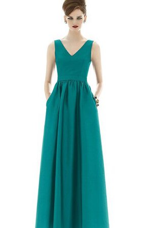 Robe demoiselle d'honneur plissé sachet de col en v longueur au ras du sol - Photo 1