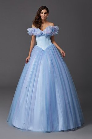 Duchesse-Linie Normale Taille Schulterfrei Perlenbesetztes Anständiges Quinceanera Kleid - Bild 3
