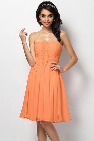 Chiffon Drapiertes A Linie Ärmelloses Knielanges Brautjungfernkleid - Bild 19