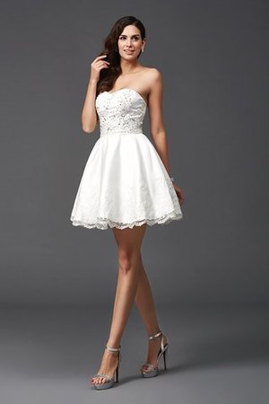 Prinzessin Satin Herz-Ausschnitt Cocktailkleid mit Perlen mit Rücken Schnürung - Bild 3