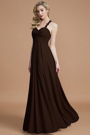 Robe demoiselle d'honneur avec zip jusqu'au sol manche nulle avec chiffon ruché - Photo 12