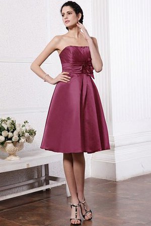 A Linie Elastischer Gewebter Satin Normale Taille Knielanges Kurzes Brautjungfernkleid - Bild 4