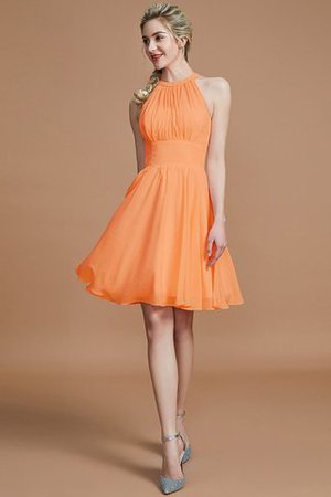 Robe demoiselle d'honneur courte naturel avec sans manches col u profond en chiffon - Photo 24