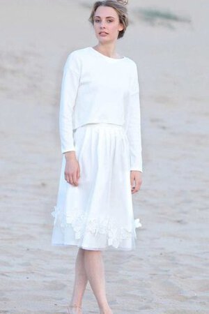 Moderno Vestido de Novia de Escote redondo de Baja escote en V de Hasta la Rodilla - Foto 1