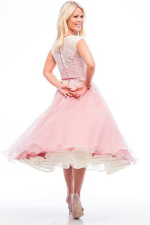 Reißverschluss Schaufel-Ausschnitt Tüll luxus wadenlanges Brautjungfernkleid mit Applike - Bild 2