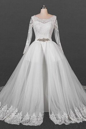 Robe de mariée grosses soldes avec manche longue a eglise en satin naturel - Photo 1